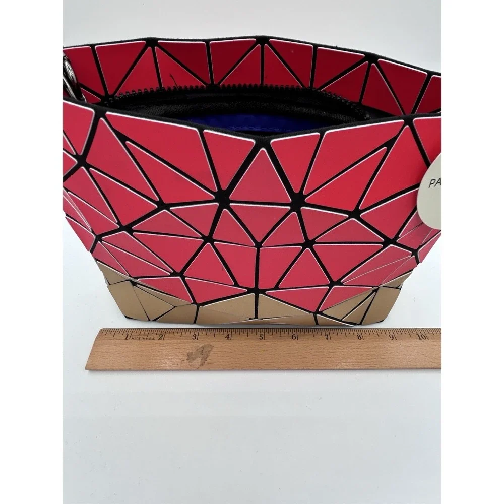 Patrizia Luca Women's Matte Red/Gold Triangle Geometric Purse Crossbody NWT